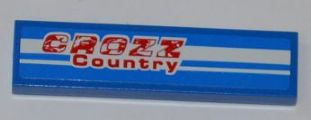 Tile 1 x 4 with 'CROZZ Country' and 2 White Lines Pattern (Sticker) - Set 8126