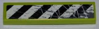 Tile 1 x 4 with Black and White Danger Stripes, Scratches and Splatters Pattern Model Left Side (Sticker) - Set 8963
