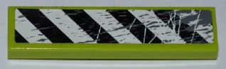 Tile 1 x 4 with Black and White Danger Stripes, Scratches and Splatters Pattern Model Right Side (Sticker) - Set 8963