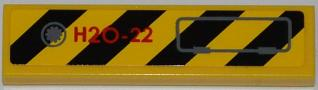 Tile 1 x 4 with Black and Yellow Danger Stripes, Panel and Red 'H2O-22' Pattern Model Right Side (Sticker) - Set 7984