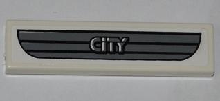 Tile 1 x 4 with Dark Gray Car Grille and 'CITY' Pattern (Sticker) - Set 4432