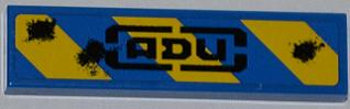 Tile 1 x 4 with Blue and Yellow Danger Stripes, 'ADU' and 3 Laser Burns Pattern (Sticker) - Set 7052