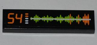Tile 1 x 4 with Orange '54' and Waveform Display Pattern (Sticker) - Set 6873