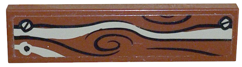 Tile 1 x 4 with Wood Grain with Dark Tan Streak and 2 Screws Pattern (Sticker) - Set 79010