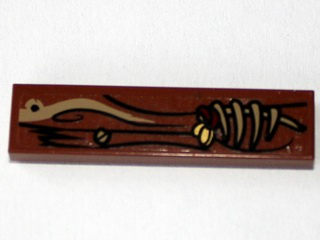 Tile 1 x 4 with Wood Grain, 1 Screw and Bones Pattern (Sticker) - Set 79010