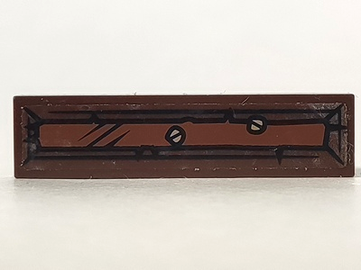 Tile 1 x 4 with Reddish Brown Rectangle and 2 Screws Pattern (Sticker) - Set 79010