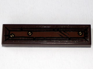 Tile 1 x 4 with Reddish Brown Rectangle and 3 Screws Pattern (Sticker) - Set 79010