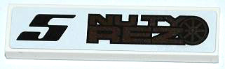 Tile 1 x 4 with Black Number '5' and 'NUTY REZ' Pattern Model Right Side (Sticker) - Set 8149
