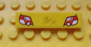 Tile 1 x 4 with Red and White Taillights on Yellow Background Pattern (Sticker) - Set 8134