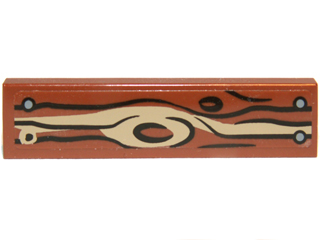 Tile 1 x 4 with Wood Grain and Nails Pattern Type 3 (Sticker) - Set 9473