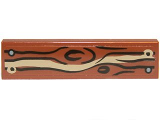 Tile 1 x 4 with Wood Grain and Nails Pattern Type 4 (Sticker) - Set 9473