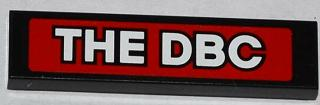 Tile 1 x 4 with White 'THE DBC' on Red Background Pattern (Sticker) - Set 76005