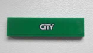 Tile 1 x 4 with Silver 'CITY' on Green Background Pattern (Sticker) - Set 60020