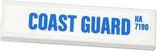 Tile 1 x 4 with 'COAST GUARD' and 'HA 7190' Pattern (Sticker) - Set 60014