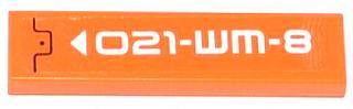 Tile 1 x 4 with Black Line, Rivet, White Arrow and '021-WM-8' Pattern (Sticker) - Set 70705
