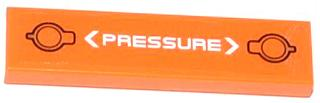 Tile 1 x 4 with Black Filler Caps, White Arrows and 'PRESSURE' Pattern (Sticker) - Sets 70704 / 70705