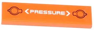 Tile 1 x 4 with Black Filler Caps, White Arrows and 'PRESSURE' Pattern (Sticker) - Sets 70704 / 70705