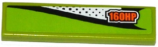 Tile 1 x 4 with Black Dots and '160HP' Pattern Model Left Side (Sticker) - Set 60058