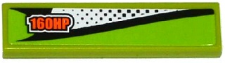 Tile 1 x 4 with Black Dots and '160HP' Pattern Model Right Side (Sticker) - Set 60058