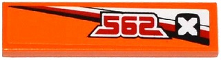 Tile 1 x 4 with 'X' and '562' Pattern Model Left Side (Sticker) - Set 60058