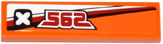 Tile 1 x 4 with 'X' and '562' Pattern Model Right Side (Sticker) - Set 60058
