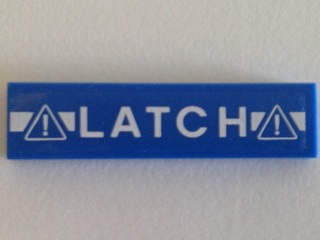 Tile 1 x 4 with White 'LATCH' and Exclamation Marks in Triangles Pattern (Sticker) - Set 70816