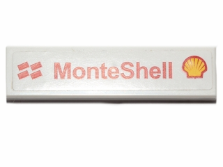 Tile 1 x 4 with Red 'MonteShell' and Shell Logo Pattern (Sticker) - Set 30192