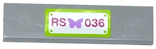 Tile 1 x 4 with Butterfly and 'RS 036' Pattern (Sticker) - Set 41036
