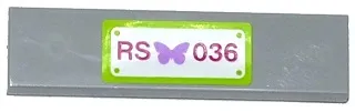 Tile 1 x 4 with Butterfly and 'RS 036' Pattern (Sticker) - Set 41036