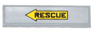 Tile 1 x 4 with Yellow Arrow with 'RESCUE' Pointing Left Pattern (Sticker) - Set 70815