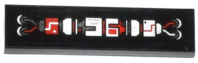 Tile 1 x 4 with Wires, 'NITRO 3000' and Red, Dark Bluish Gray and Silver Mechanical Pattern (Sticker) - Set 70161