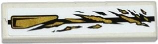 Tile 1 x 4 with Black Stripe, Gold Air Intake and Spatters Pattern Model Right Side (Sticker) - Set 70725