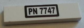 Tile 1 x 4 with Black 'PN 7747' on White Pattern (Sticker) - Set 7747