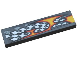 Tile 1 x 4 with Checkered Flag and Flame Pattern Model Right Side (Sticker) - Set 8134
