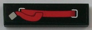 Tile 1 x 4 with Red Seat Harness Strap Pattern Model Left Side (Sticker) - Set 8156