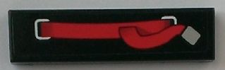 Tile 1 x 4 with Red Seat Harness Strap Pattern Model Right Side (Sticker) - Set 8156