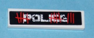 Tile 1 x 4 with White Scratched 'POLICE' and Red Graffiti on Black Background Pattern (Sticker) - Set 5972