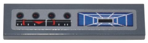 Tile 1 x 4 with Control Panel and Blue Target Screen Pattern (Sticker) - Set 7676