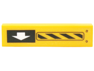 Tile 1 x 4 with Black and Yellow Danger Stripes and White Arrow Pattern Model Left Side (Sticker) - Set 70227