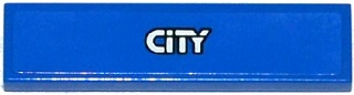 Tile 1 x 4 with Silver 'CITY' on Blue Background Pattern (Sticker) - Set 60075