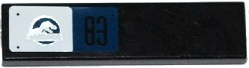 Tile 1 x 4 with Jurassic World Logo and Black '83' on White and Dark Blue Background Pattern (Sticker) - Set 75917