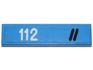 Tile 1 x 4 with Two Black Diagonal Stripes and '112' Pattern Model Right Side (Sticker) - Set 40192