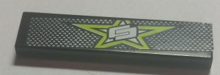 Tile 1 x 4 with Lime Star and White and Black Mesh Pattern (Sticker) - Set 8681