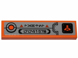 Tile 1 x 4 with Orange Circle, Triangles and SW Alien Language and '41578' Control Panel Pattern (Sticker) - Set 75141