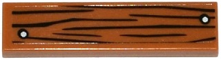 Tile 1 x 4 with Wood Grain and 2 Silver Nails Pattern (Sticker) - Set 60095