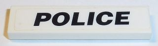 Tile 1 x 4 with Black 'POLICE' on White Background Pattern (Sticker) - Set 8152