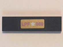 Tile 1 x 4 with Medium Lavender 'LPF 080' on Gold Background Pattern (Sticker) - Set 41101