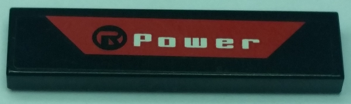 Tile 1 x 4 with 'R Power' over Red Trapezoid Pattern (Sticker) - Set 8863