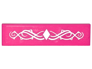 Tile 1 x 4 with Silver Diamond and Elves Tribal Scrollwork Pattern (Sticker) - Set 41180