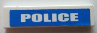 Tile 1 x 4 with White 'POLICE' on Blue Background Pattern (Sticker) - Set 7245-2